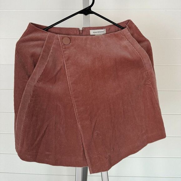 NEW!! NWT Club Monaco Corduroy Mini Skirt Jupe Pink / Rose Size 2 - Picture 1 of 9